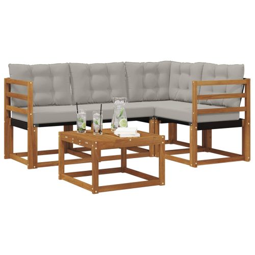 Комплект дивани за открито 5 pcs Естествено и светло сиво