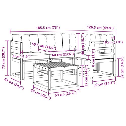 Комплект дивани за открито 5 pcs Естествено и черно