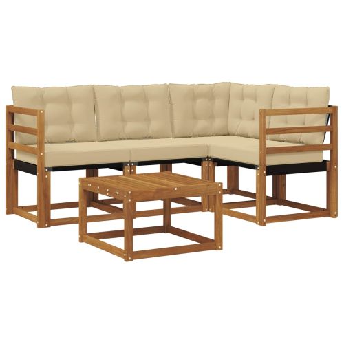 Комплект дивани за открито 5 pcs Натурален и Бежов