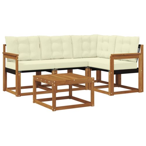 Комплект дивани за открито 5 pcs Натурален и Крема