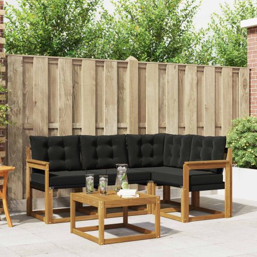 Комплект дивани за открито 5 pcs Естествено и черно