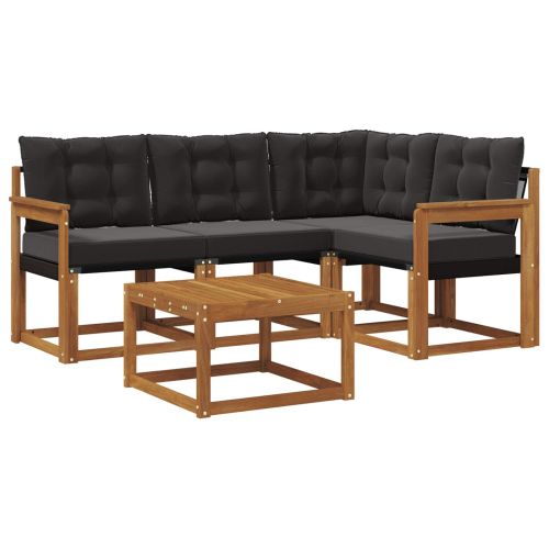 Комплект дивани за открито 5 pcs Естествено и черно