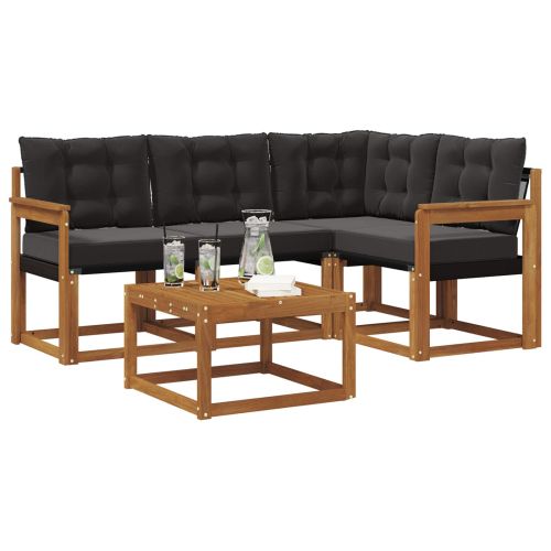 Комплект дивани за открито 5 pcs Естествено и черно