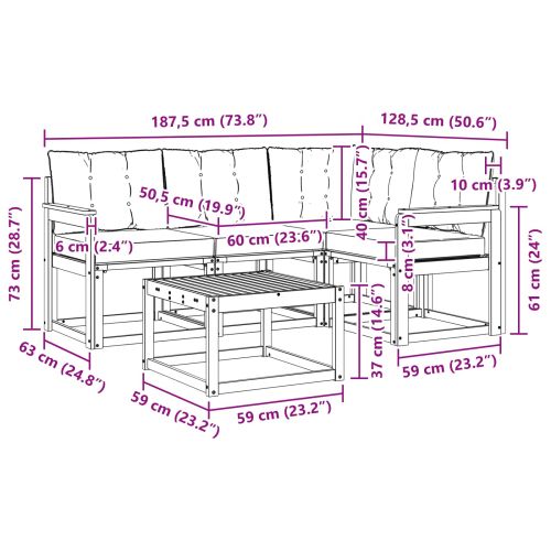 Комплект дивани за открито 5 pcs Естествено и черно