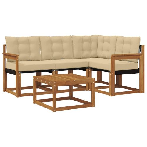 Комплект дивани за открито 5 pcs Натурален и Бежов