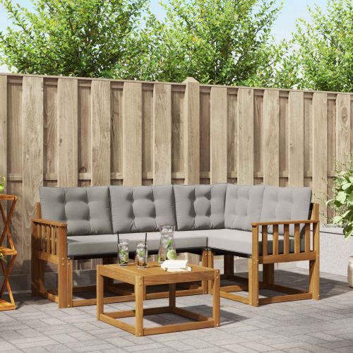 Комплект дивани за открито 5 pcs Естествено и светло сиво