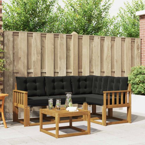 Комплект дивани за открито 5 pcs Естествено и черно