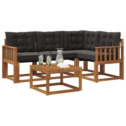 Комплект дивани за открито 5 pcs Естествено и черно