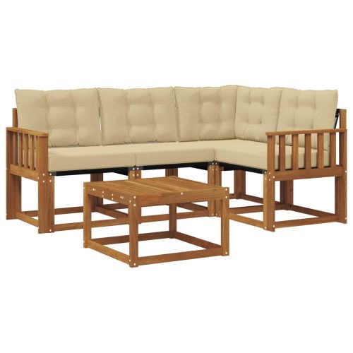 Комплект дивани за открито 5 pcs Натурален и Бежов