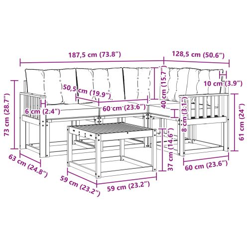 Комплект дивани за открито 5 pcs Натурален и Бежов