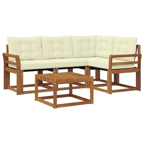 Комплект дивани за открито 5 pcs Натурален и Крема