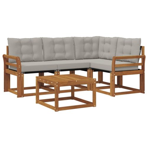 Комплект дивани за открито 5 pcs Естествено и светло сиво