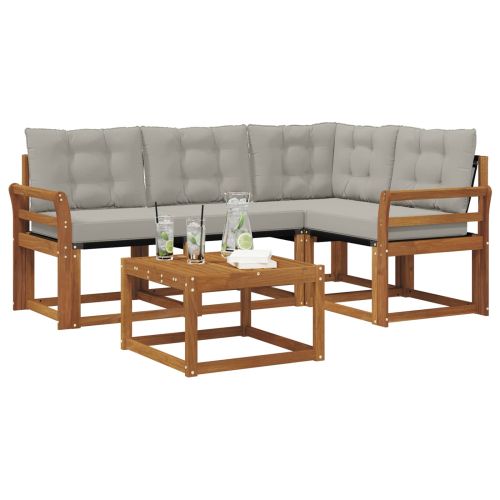 Комплект дивани за открито 5 pcs Естествено и светло сиво