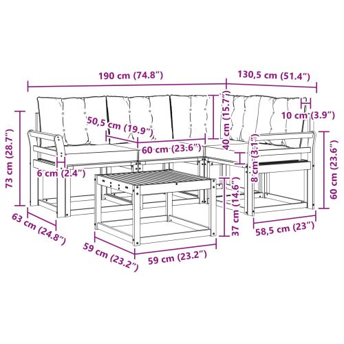 Комплект дивани за открито 5 pcs Естествено и светло сиво
