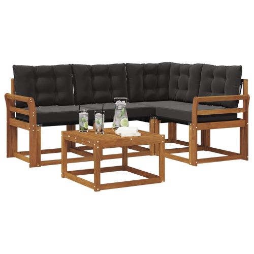 Комплект дивани за открито 5 pcs Естествено и черно