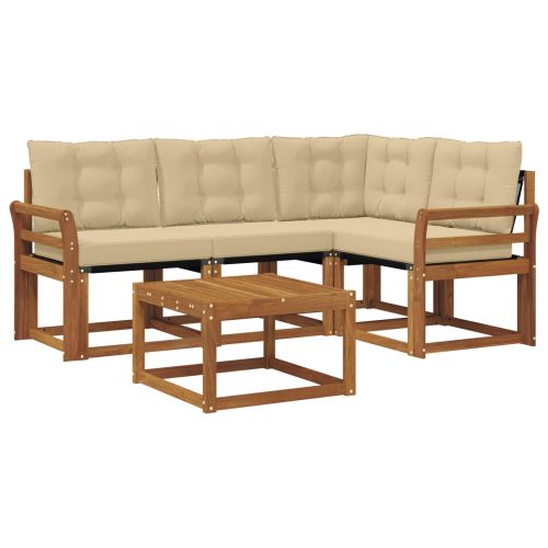 Комплект дивани за открито 5 pcs Натурален и Бежов