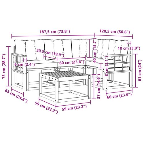 Комплект дивани за открито 5 pcs Натурален и Крема