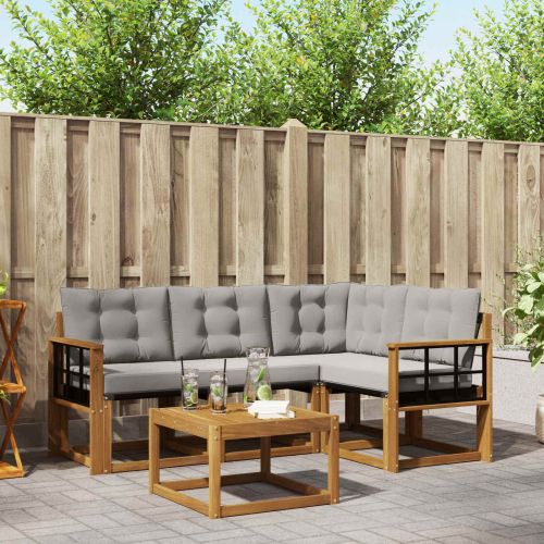 Комплект дивани за открито 5 pcs Естествено и светло сиво