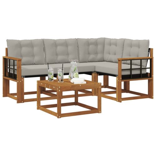 Комплект дивани за открито 5 pcs Естествено и светло сиво