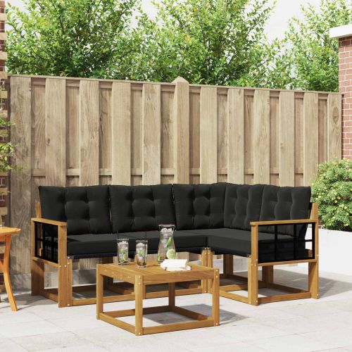 Комплект дивани за открито 5 pcs Естествено и черно