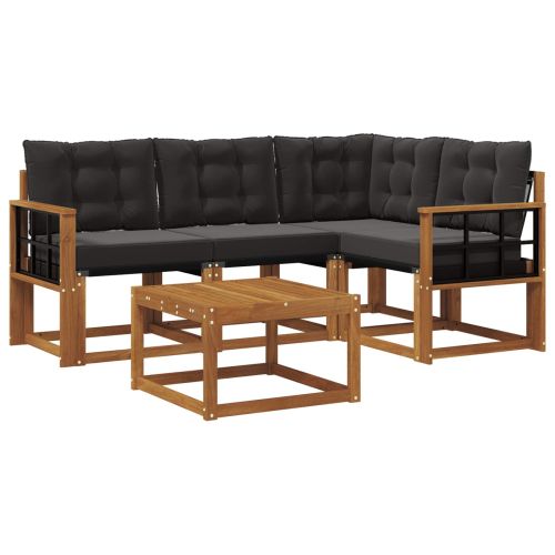 Комплект дивани за открито 5 pcs Естествено и черно