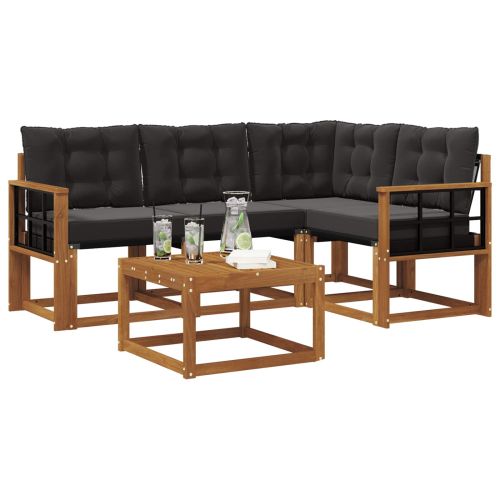 Комплект дивани за открито 5 pcs Естествено и черно