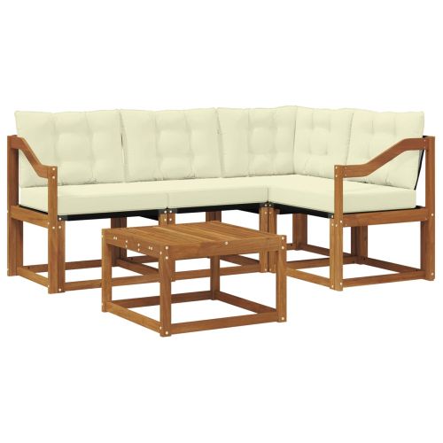 Комплект дивани за открито 5 pcs Натурален и Крема