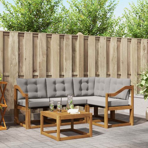 Комплект дивани за открито 5 pcs Естествено и светло сиво