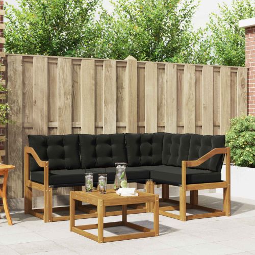 Комплект дивани за открито 5 pcs Естествено и черно