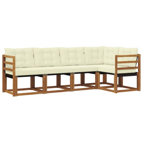 Комплект дивани за открито 5 pcs Натурален и Крема