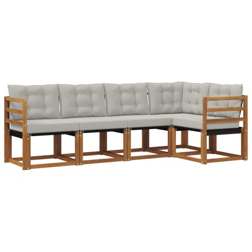 Комплект дивани за открито 5 pcs Естествено и светло сиво