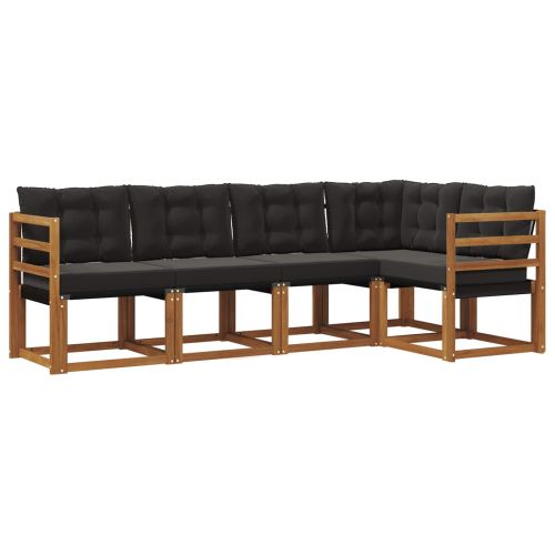 Комплект дивани за открито 5 pcs Естествено и черно