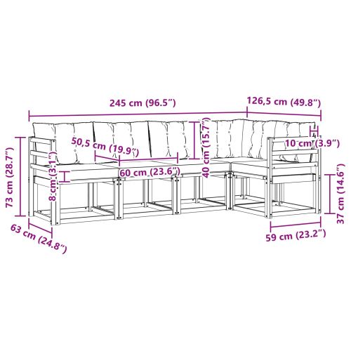 Комплект дивани за открито 5 pcs Естествено и черно