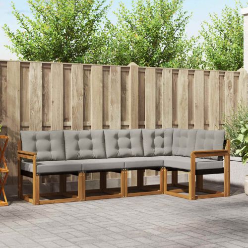 Комплект дивани за открито 5 pcs Естествено и светло сиво