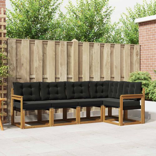 Комплект дивани за открито 5 pcs Естествено и черно