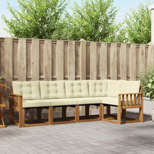 Комплект дивани за открито 5 pcs Натурален и Крема