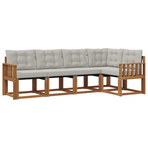 Комплект дивани за открито 5 pcs Естествено и светло сиво