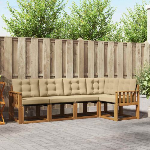 Комплект дивани за открито 5 pcs Натурален и Бежов