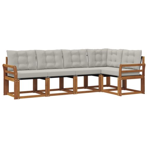 Комплект дивани за открито 5 pcs Естествено и светло сиво