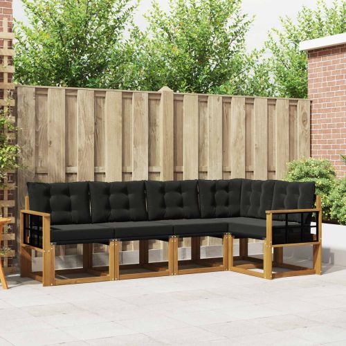 Комплект дивани за открито 5 pcs Естествено и черно