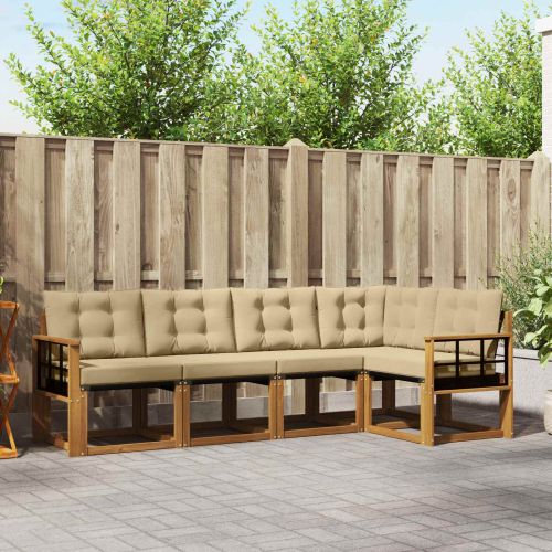 Комплект дивани за открито 5 pcs Натурален и Бежов