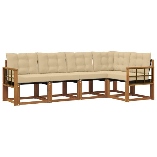 Комплект дивани за открито 5 pcs Натурален и Бежов