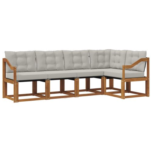 Комплект дивани за открито 5 pcs Естествено и светло сиво