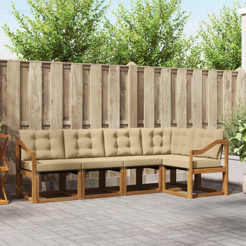 Комплект дивани за открито 5 pcs Натурален и Бежов