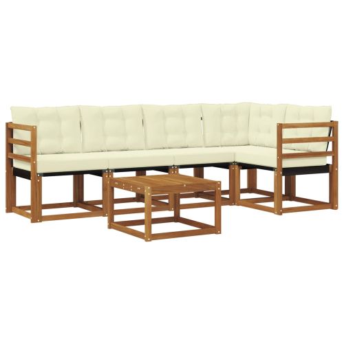 Комплект дивани за открито 6 pcs Натурален и Крема