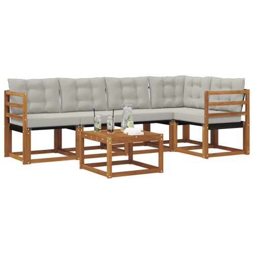 Комплект дивани за открито 6 pcs Естествено и светло сиво