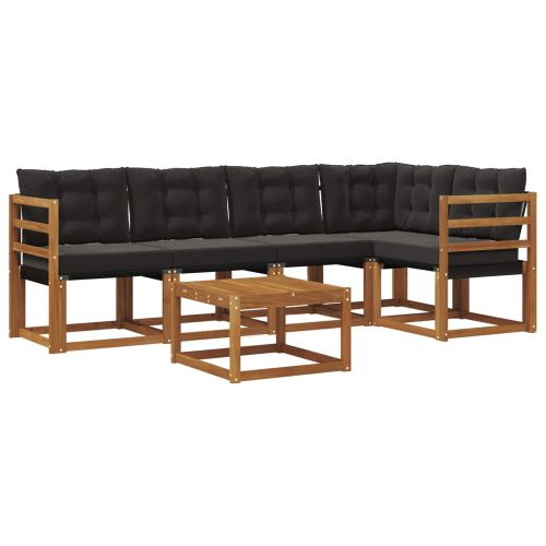 Комплект дивани за открито 6 pcs Естествено и черно