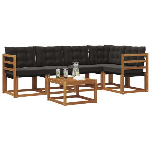 Комплект дивани за открито 6 pcs Естествено и черно