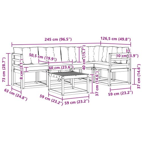 Комплект дивани за открито 6 pcs Естествено и черно