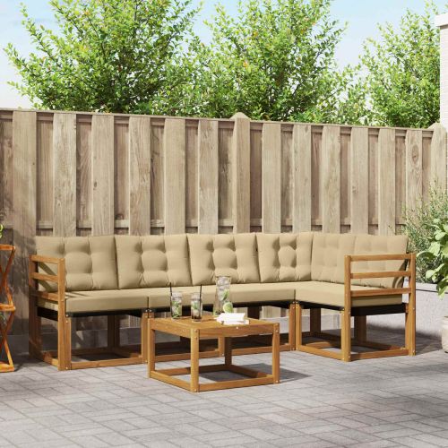 Комплект дивани за открито 6 pcs Натурален и Бежов